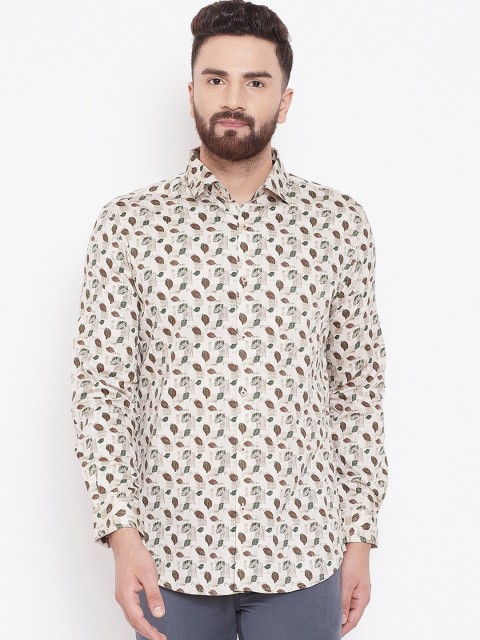 

Canary London Men Beige Smart Slim Fit Opaque Printed Party Shirt
