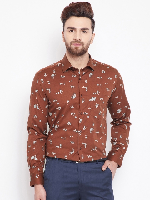 

Canary London Men Rust Brown Smart Slim Fit Floral Opaque Printed Casual Shirt
