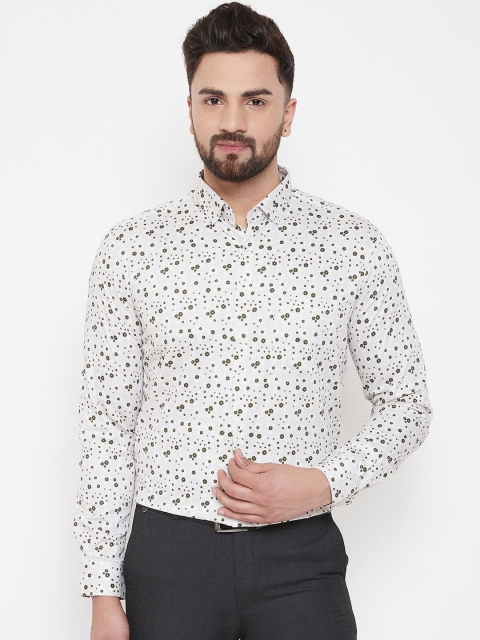 

Canary London Men Cotton Olive Green Flora Printed Party Shirt