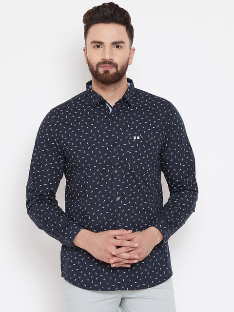 

Canary London Men Navy Blue Smart Slim Fit Floral Opaque Printed Casual Shirt