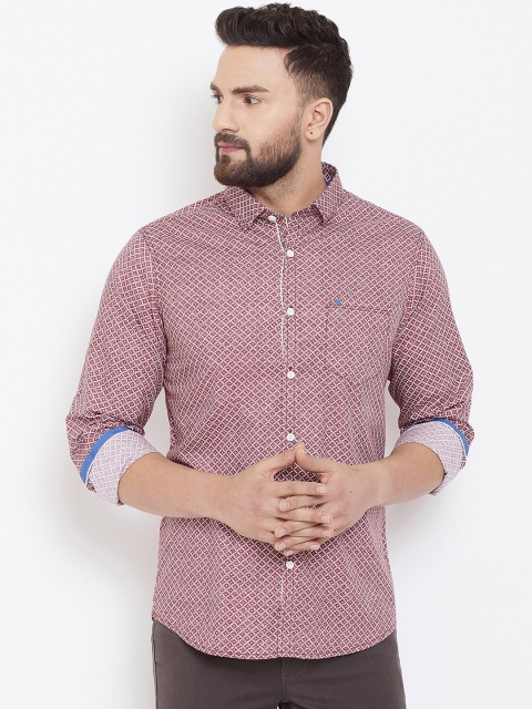 

Canary London Men Maroon Cotton Smart Slim Fit Floral Opaque Printed Casual Shirt