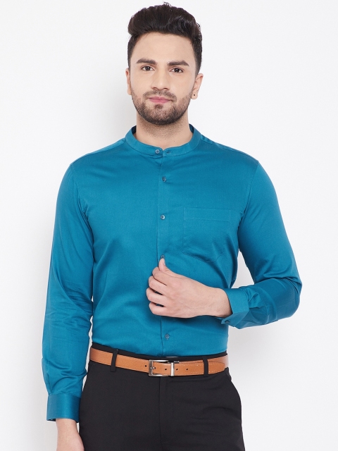 

Canary London Men Blue Smart Slim Fit Opaque Formal Shirt, Turquoise blue