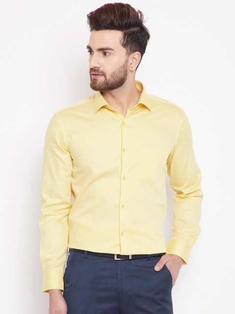 

Canary London Men Yellow Smart Slim Fit Opaque Cotton Party Shirt