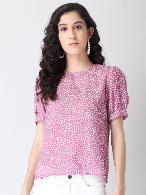 

FabAlley Pink & White Floral Regular Top