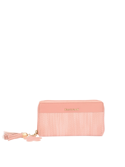 

Fastrack Women Pink Textured Zip Detail Zip Around Wallet