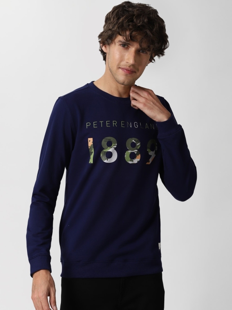 

Peter England Casuals Men Navy Blue Printed Sweatshirt