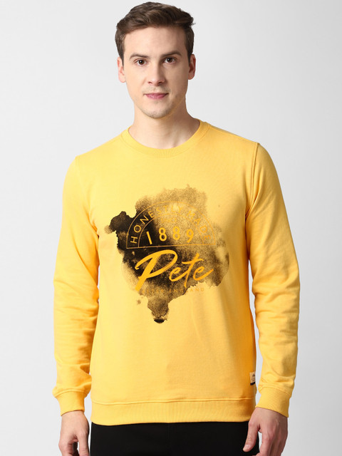 

Peter England Casuals Men Yellow Printed Sweatshirt