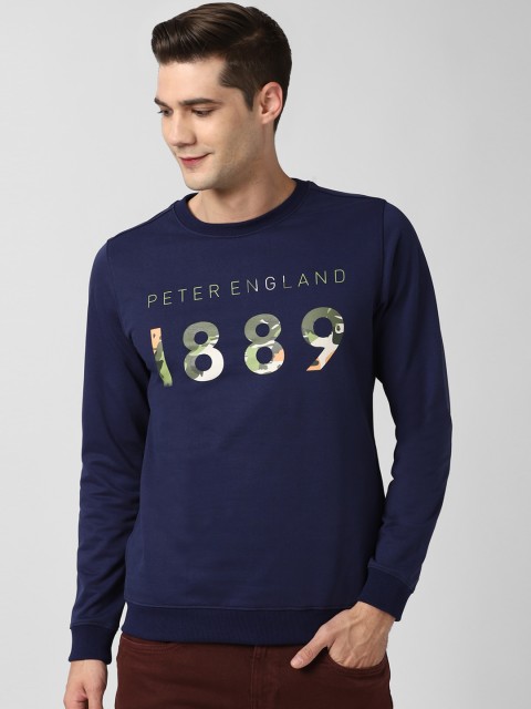 

Peter England Casuals Men Navy Blue Typography Printed Sweatshirt