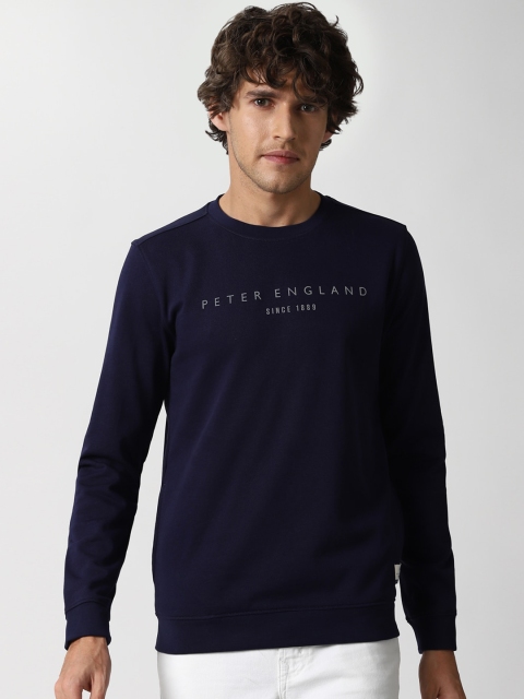 

Peter England Casuals Men Navy Blue Printed Sweatshirt
