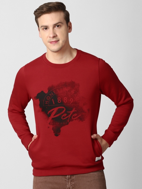 

Peter England Casuals Men Red Printed Sweatshirt