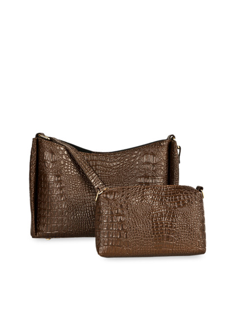 

SASSAFRAS Brown Set of 2 Textured PU Shopper Shoulder Bag