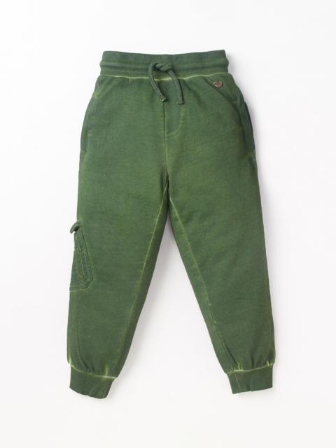 

Ed-a-Mamma Boys Green Solid Pure Cotton Joggers