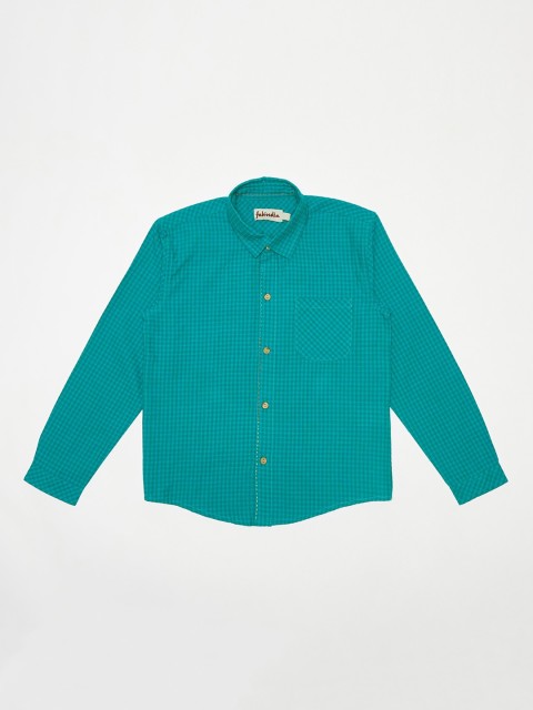 

Fabindia Boys Teal Cotton Opaque Casual Shirt