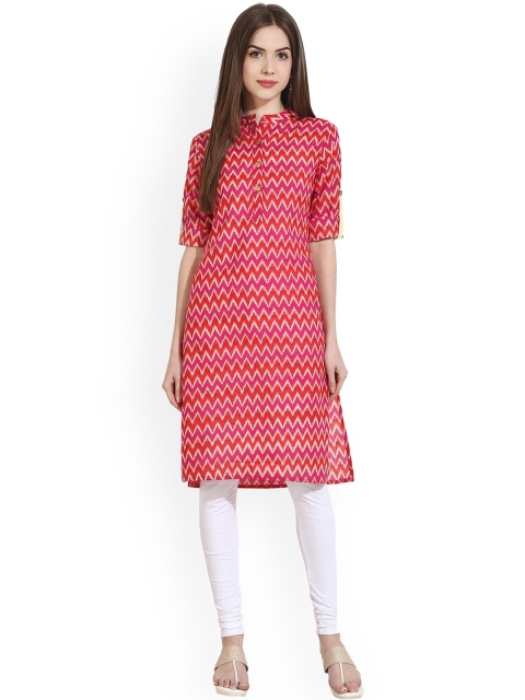 

Nayo Women Red Printed Straight Kurta