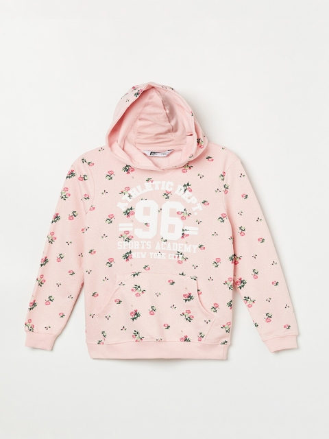 

Fame Forever by Lifestyle Girls Pink & Green Floral Printed Cotton Hooded Sweatshirt