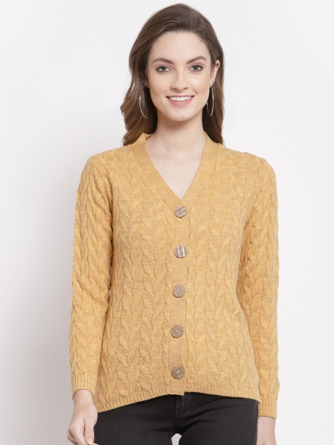 

Kalt Women Gold-Toned Cable Knit Acrylic Cardigan