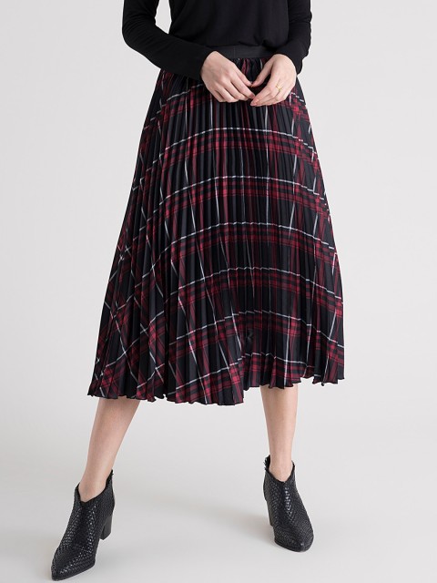 

FableStreet Women Red & Black Checked A-line Midi Length Skirts