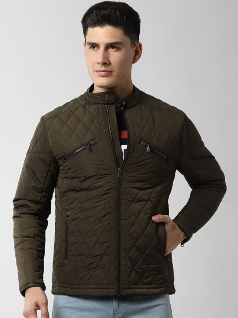 

Peter England Casuals Men Olive Green Colourblocked Quilted Jacket