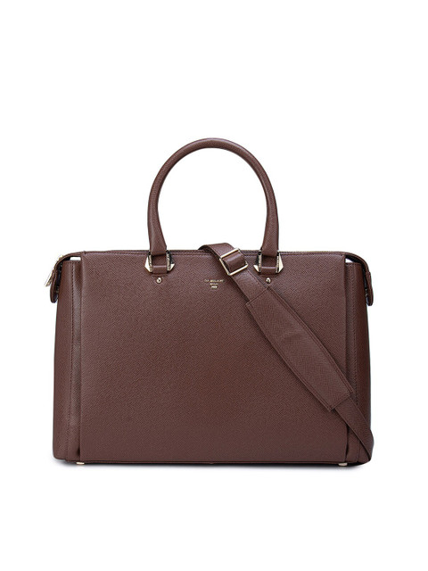 

Da Milano Unisex Brown Textured Leather Laptop Bag