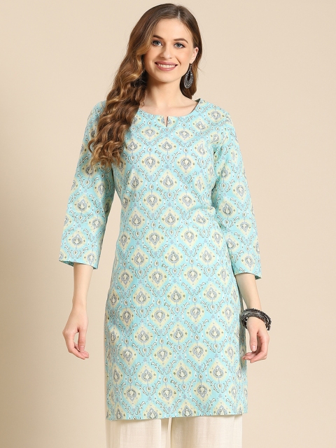 

Prakrti Blue Printed Pure Cotton Kurti