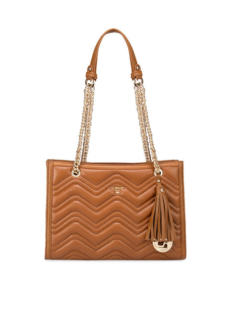 

Da Milano Women Brown Leather Structured Shoulder Bag with Quilted