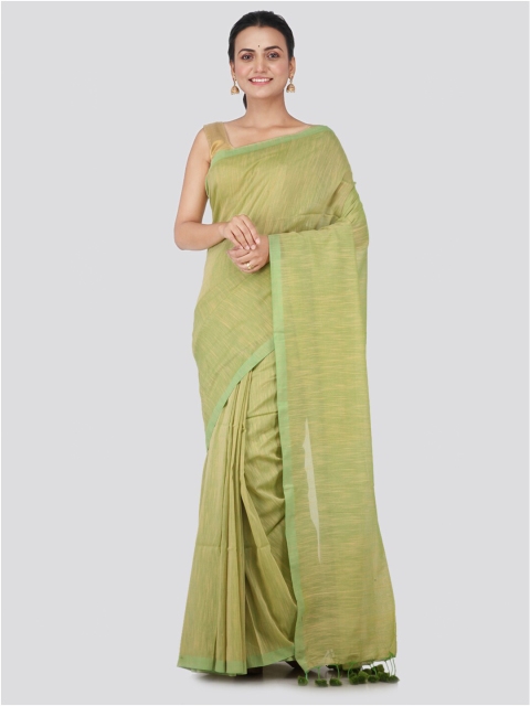 

PinkLoom Lime Green Pure Cotton Khadi Sustainable Saree