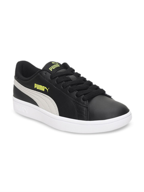 

Puma Unisex Kids Black Textured Leather Sneakers
