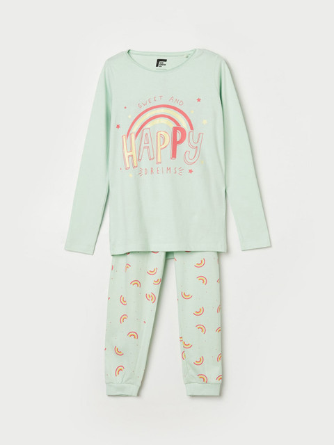 

Fame Forever by Lifestyle Kids Girls Mint Green Pure Cotton Night suits