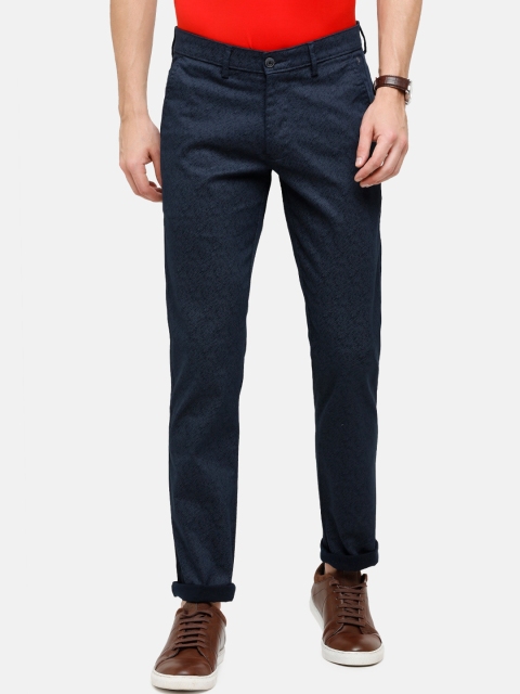 

Swiss Club Men Navy Blue Self Designed Trousers