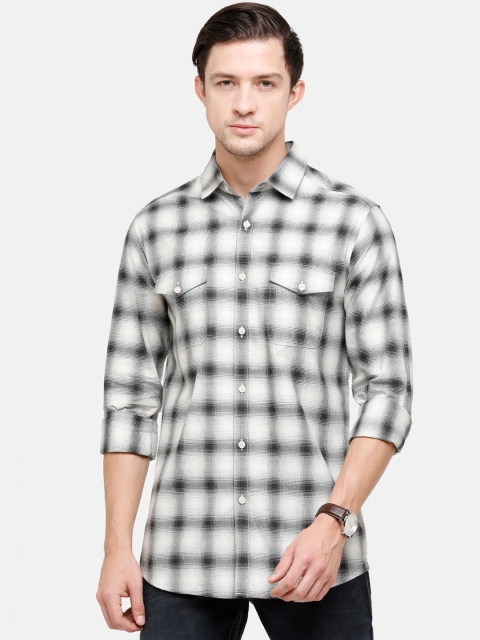 

Swiss Club Men Grey Slim Fit Opaque Checked Casual Shirt