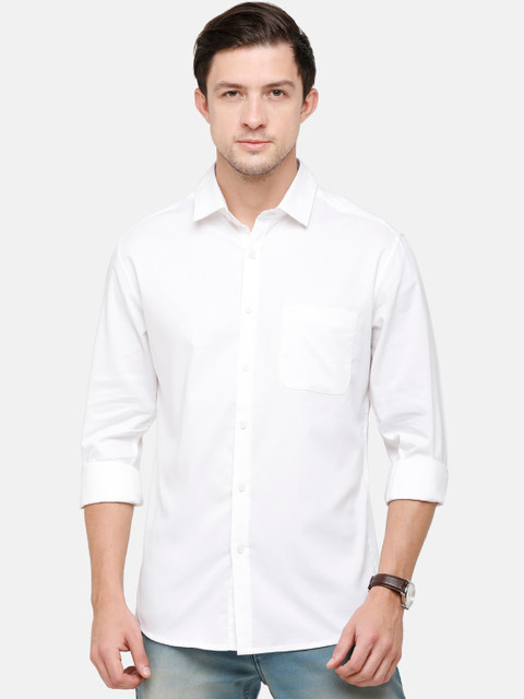 

Swiss Club Men White Slim Fit Opaque Casual Shirt