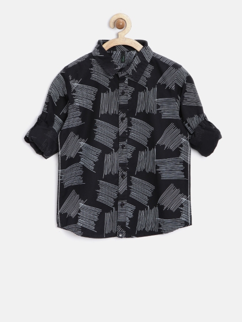 

United Colors of Benetton Boys Black Printed Shirt