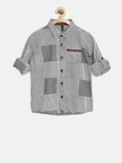 

United Colors of Benetton Boys White & Black Checked Casual Shirt
