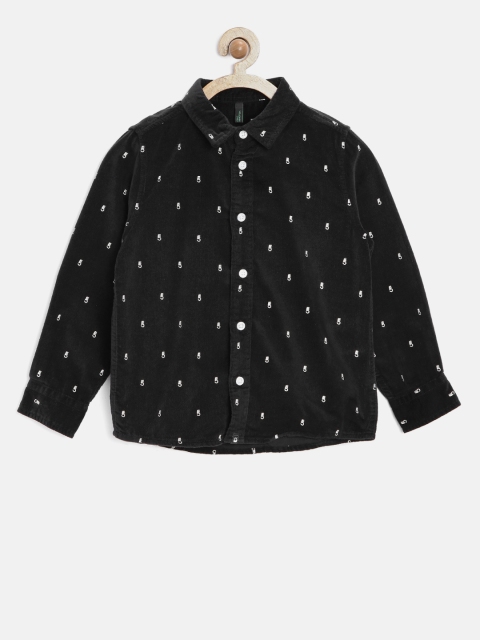 

United Colors of Benetton Boys Black Regular Fit Printed Casual Shirt