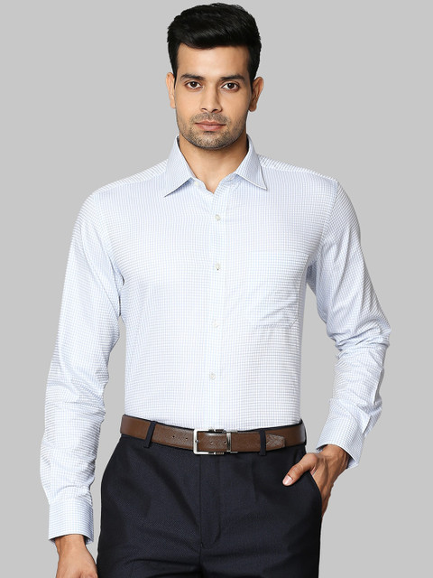 

Raymond Men Blue Opaque checked Cotton Formal Shirt