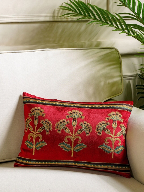 

Pure Home and Living Red & Beige Embroidered Rectangle Cushion Covers