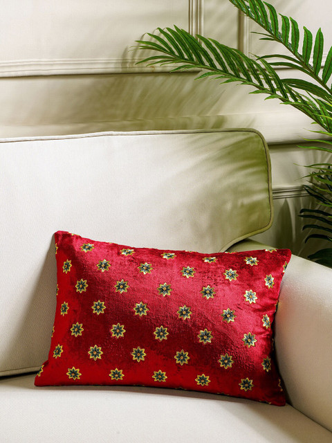 

Pure Home and Living Red & Blue Embroidered Rectangle Cushion Covers
