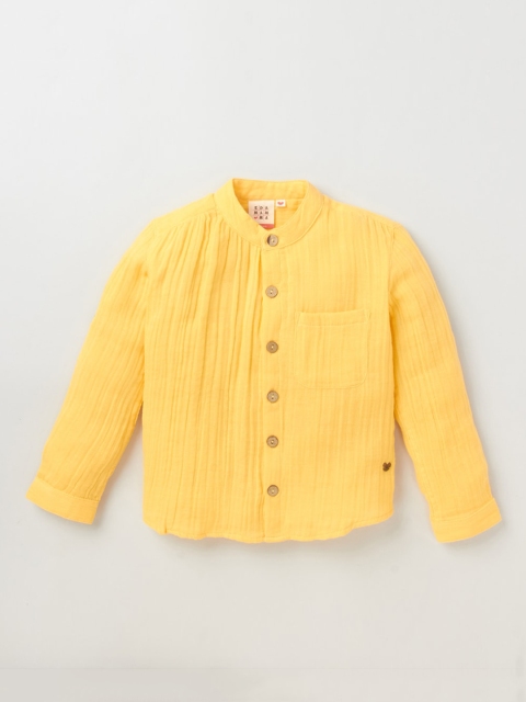 

Ed-a-Mamma Boys Yellow Opaque Pure Cotton Casual Shirt
