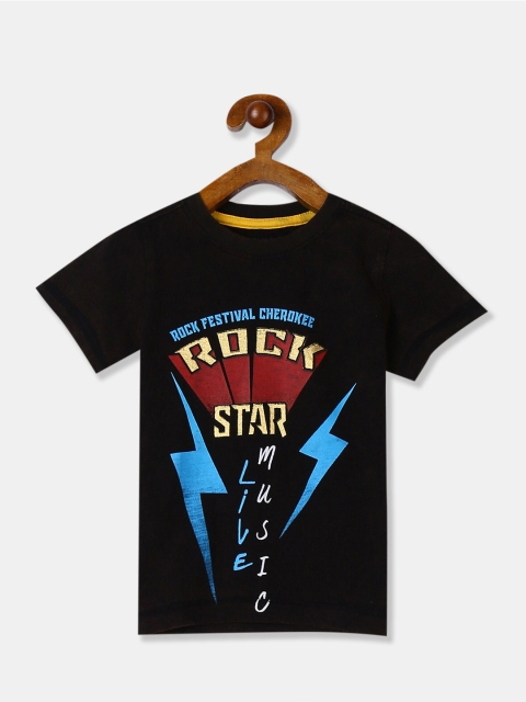 

Cherokee Boys Black & Blue Typography Printed T-shirt
