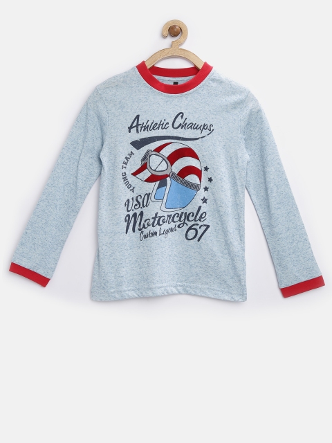 

United Colors of Benetton Boys Blue Printed Round Neck T-Shirt