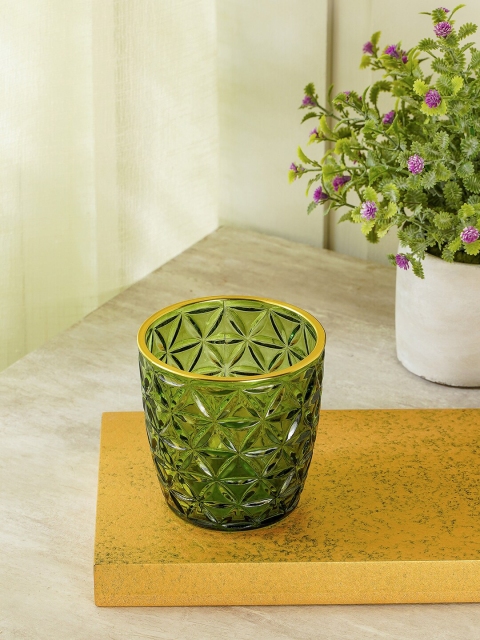 

Pure Home and Living Set Of 6 Green Textured Glass Votive Candle Holders