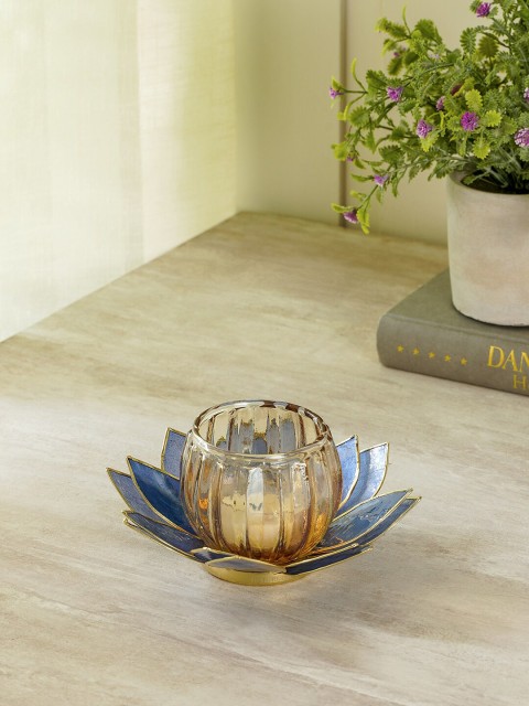 

Pure Home and Living Blue Solid Floral Tea Light Holder