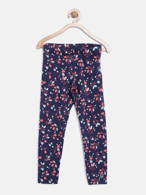 

United Colors of Benetton Girls Navy Floral Print Leggings, Navy blue