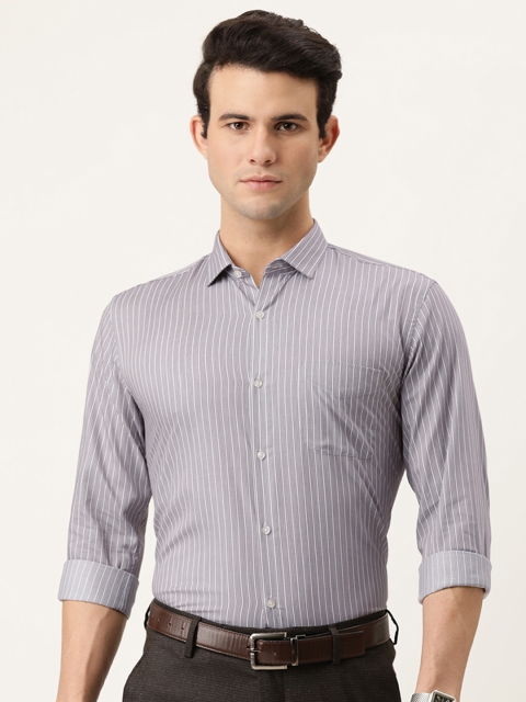 

Peter England Men Grey Opaque Striped Formal Shirt