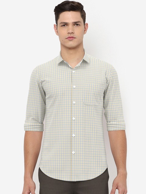 

Peter England Men White Slim Fit Opaque Checked Formal Shirt
