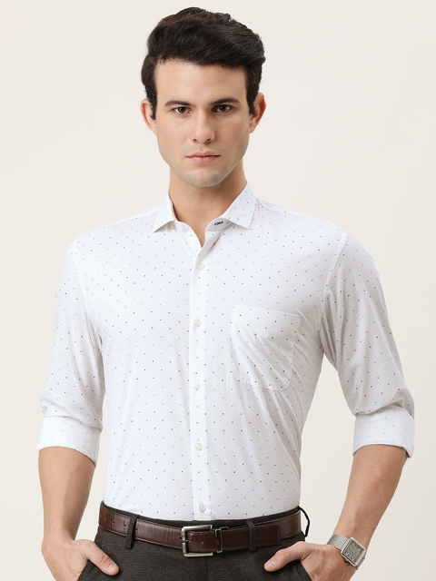 

Peter England Men White Printed Pure Cotton Formal Shirt