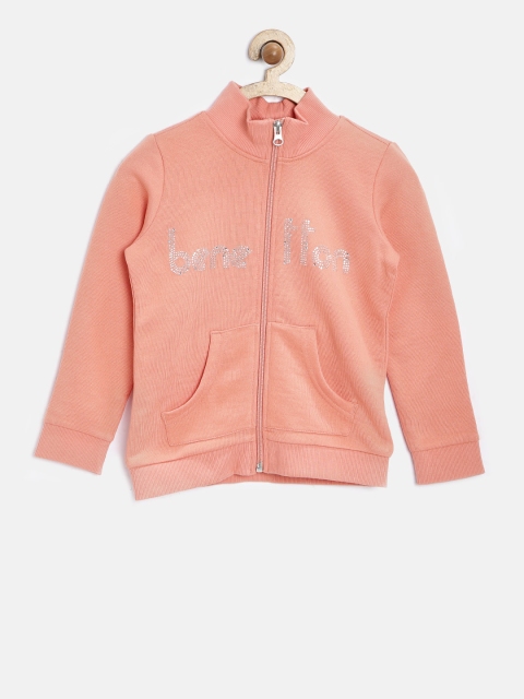 

United Colors of Benetton Girls Peach-Coloured Embellished Sweatshirt