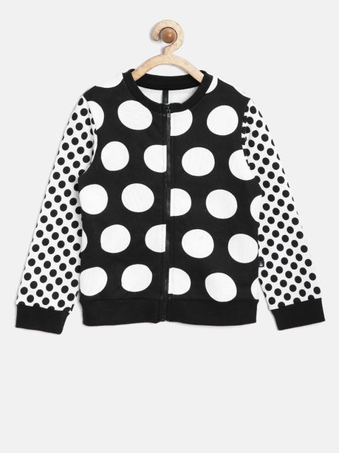 

United Colors of Benetton Girls Black & White Printed Sweatshirt