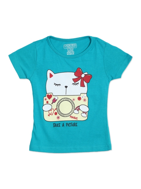 

Cherokee Girls Blue Printed Applique T-shirt