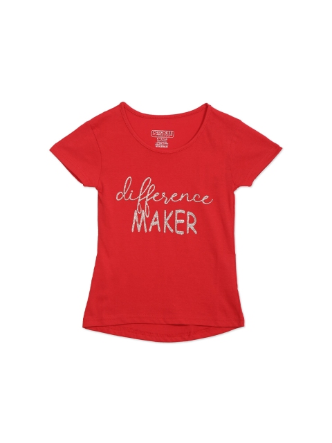 

Cherokee Girls Red Typography Printed T-shirt